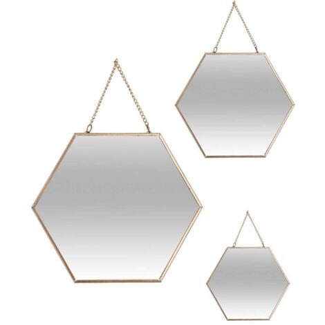 Set de 3 miroirs doré L20/25/30cm - Atmosphera créateur d'intérieur