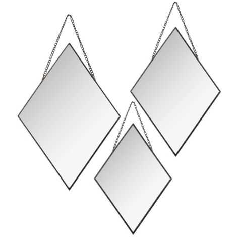 Set de 3 miroirs Losange noir L19 24 28cm - Atmosphera créateur d'intérieur