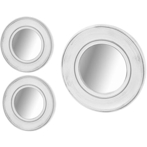 Set de 3 miroirs muraux blanc et argent