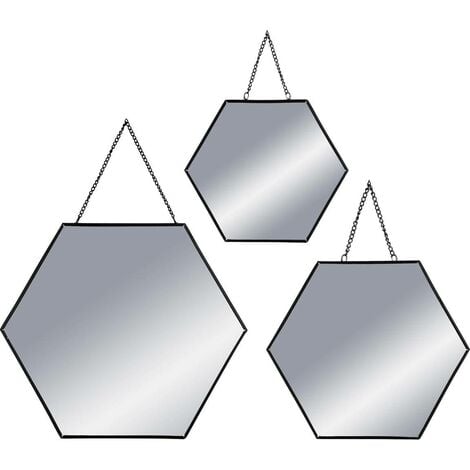 Set de 3 miroirs noir L20 25 30cm - Atmosphera créateur d'intérieur