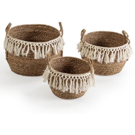 Set de 3 paniers Jula fibre naturelle, blanc/naturel