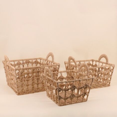 Set de 3 paniers tressés naturels