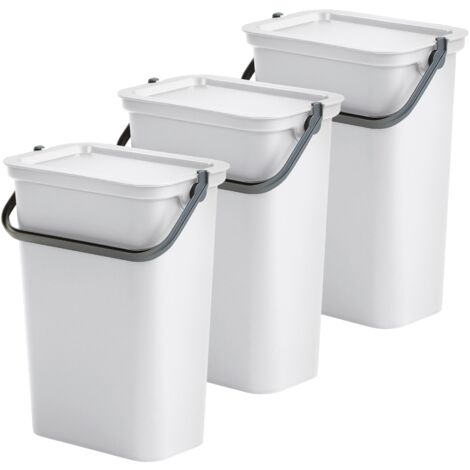 Set de 3 papeleras "MODA" 10L Blanco con asa