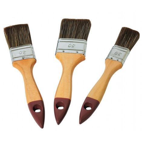 Set de 3 pinceaux avec manche en bois dans un élégant ton marron.