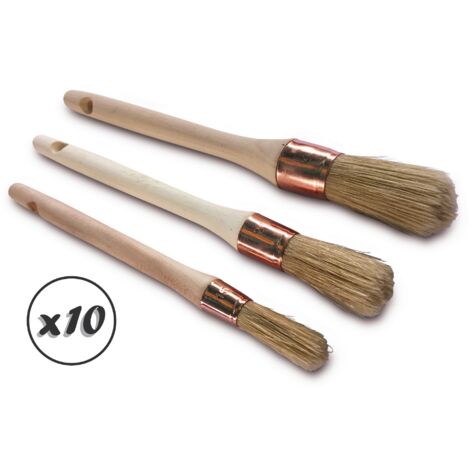 Set de 3 pinceaux pouce soie professionnels  Lot de 10 sets  n°3/0  n°2  n°4  Peinture huile acrylique vernis émaux colle lasure teinture apprêt résine  Kibros LOT3370x10