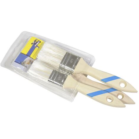 Set de 3 pinceles con mango de madera en elegantes tonos marrones y azules