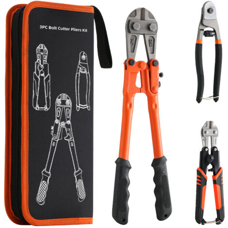 Set de 3 pinces coupe-boulons en acier Cr-V : coupe-câbles et fils, outils de coupe robustes pour bricolage et chantier