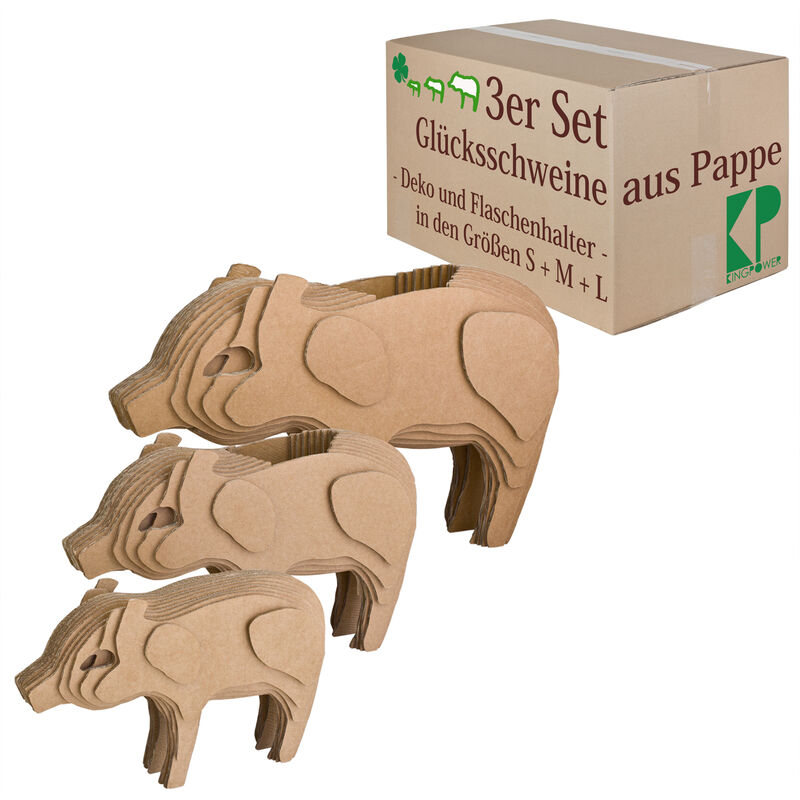 Set de 3 Porte-bonheur Cochon porte-bonheur cochon décoratif en figurine en carton pour cadeau d'anniversaire réveillon du Nouvel An cadeau Kingpower