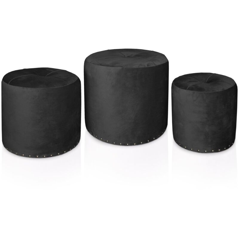 Set de 3 poufs Salsa Velours Noir