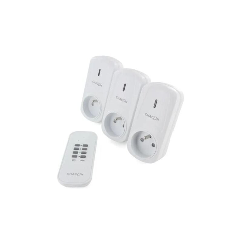 Chacon - Set de 3 prises On/Off+ Télécommande 2000W - fr