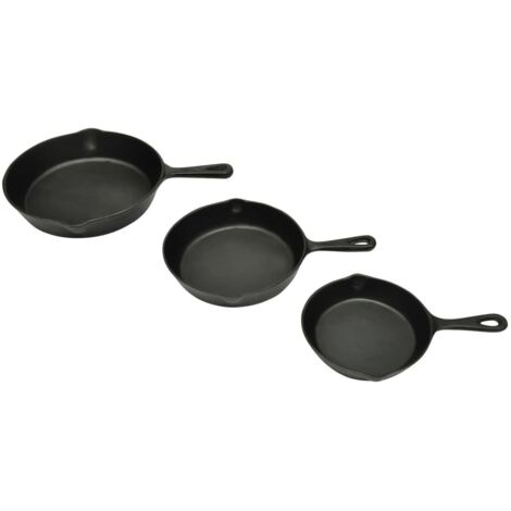 Set de 3 sartenes grill de hierro fundido