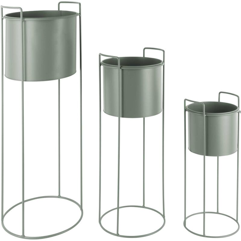 Set de 3 supports à plantes ronds en métal Essence - Vert