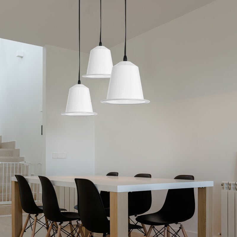 Suspension lampe de table à manger blanche lampe à suspension led lampe de cuisine, acier blanc, 5W 400lm blanc chaud, DxH 17,5x110 cm, lot de 3