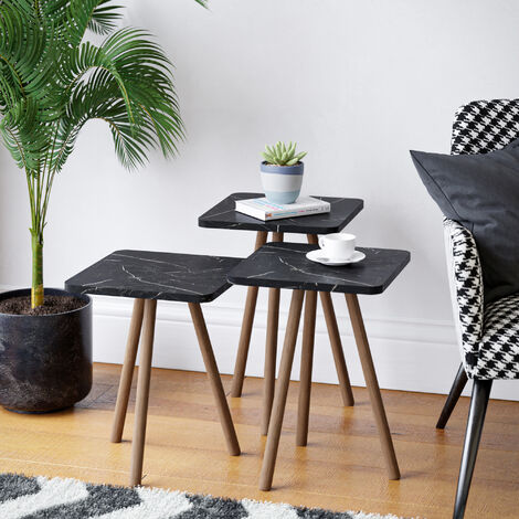 Réglez 3 tables au sol carré et aux jambes du hêtre différentes différentes couleurs