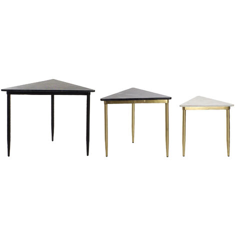 Set de 3 tables gigognes en marbre et métal -PEGANE-