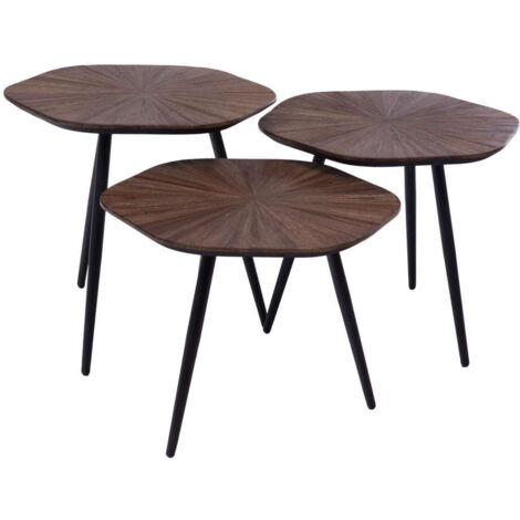 Set de 3 tables hexa noyées Camel - Amadeus