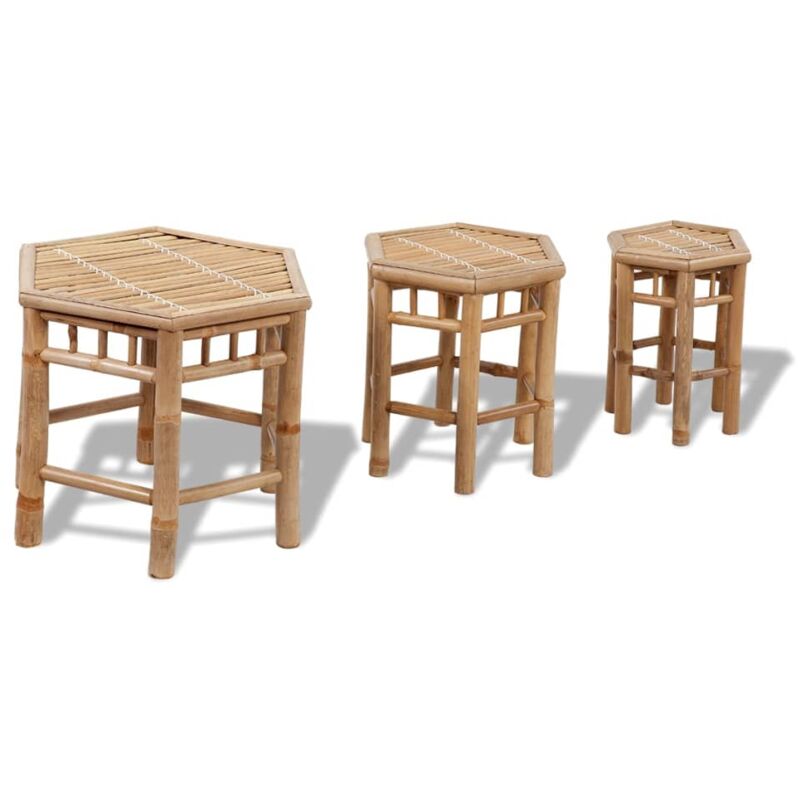 Tabourets de jardin 3 pcs Bambou