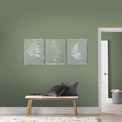 Set de 3 toiles brodées Feuillage 120 x 50cm Vert tilleul - Vert