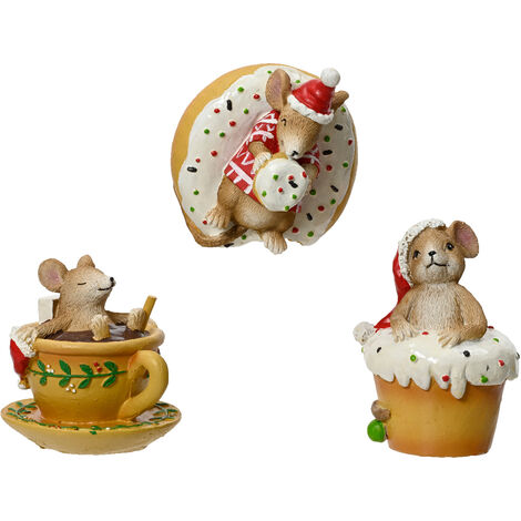 Set de 3 Topos en Poliresina 10.7 x 12.5 x 8.5 cm
