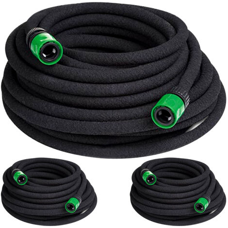 Set de 3 Tuyaux d'arrosage micro-poreux Economies d'eau 15 mètres Entretien jardin Irrigation fleurs plantes Jardinage