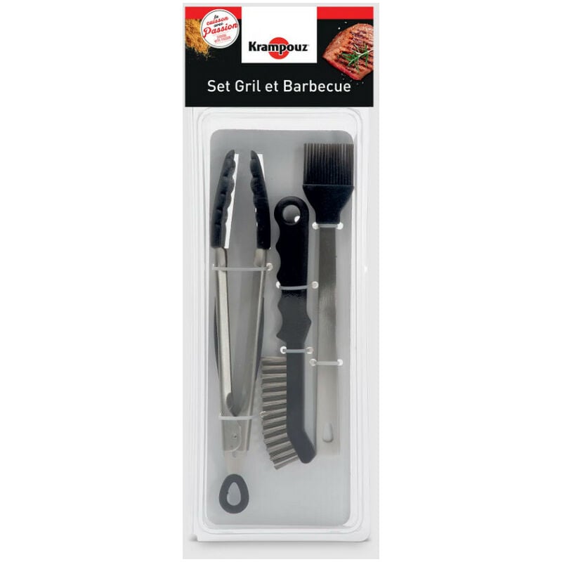 Krampouz - Set de 3 ustensiles pour gril et barbecue ASG1