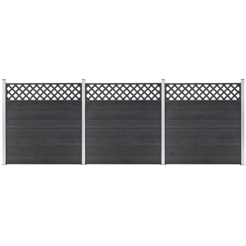

vidaXL Set de 3 vallas cuadradas WPC gris 526x185 cm - Gris