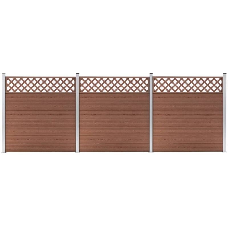 

vidaXL Set de 3 vallas cuadradas WPC marrón 526x185 cm - Marrón