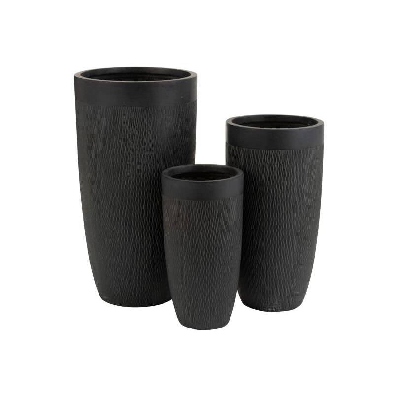 Les Tendances - Lot de 3 pots de fleurs haut en argile noir