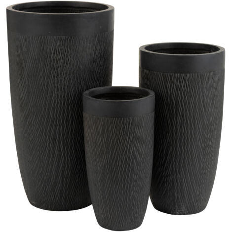 Set de 3 vases argile noir Cintee
