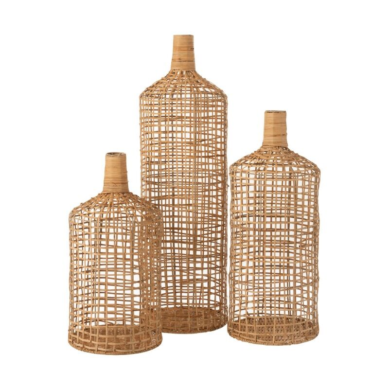 Jolipa - Set de 3 vases décoratifs en bois naturel 25x25x80 cm