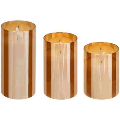 Set de 3 velas LED de cristal ámbar Sena D75cm - Atmosphera créateur d'intérieur