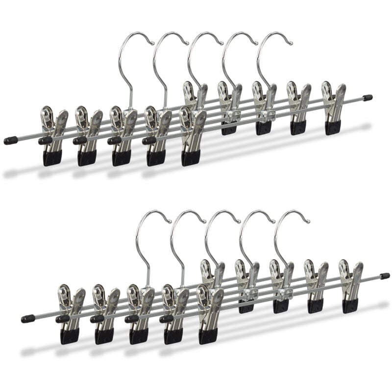

Set de 30 perchas para pantalones, Ajustables, Regulable, Ganchos, Negro y plateado, 9 x 35,5 x 2,5 cm