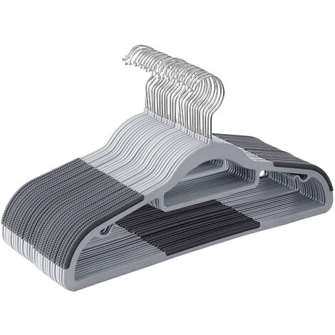 Set de 30 porte-manteaux en plastique robuste avec crochet antidérapant, pivotant à 360°, largeur 42 cm - Gris