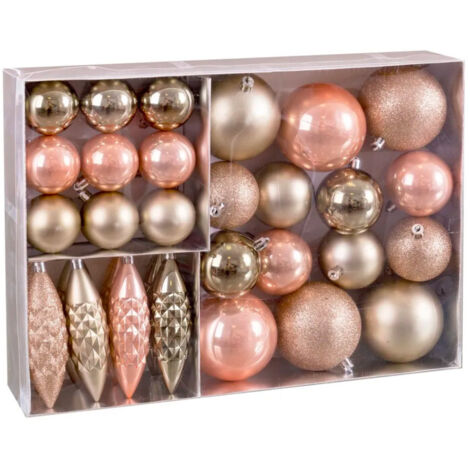 Set de 31 boules de Noël rose et doré