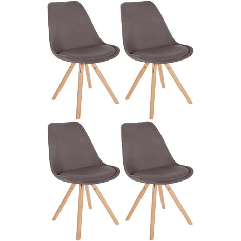 Set de 4 Butacas de salón Sofia en tela Gris topo Natural (redondo)
