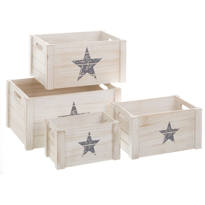

Set de 4 cajas de madera de diseño blanco industrial