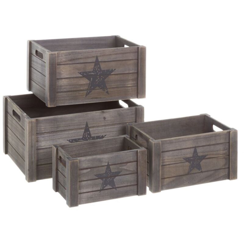 

Set de 4 cajas de madera de diseño gris industrial