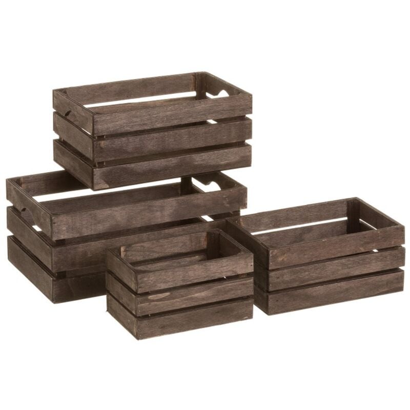

Set de 4 cajas multiusos de madera MDF marrón