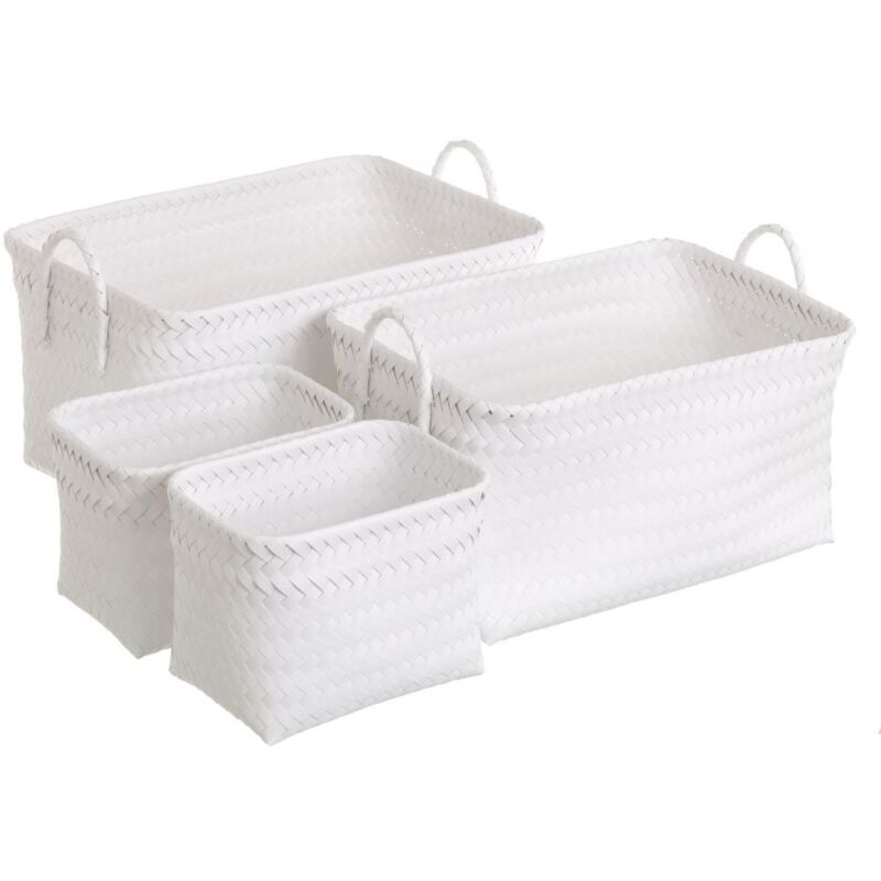 

Set de 4 cestas de polipropileno blancas trenzadas