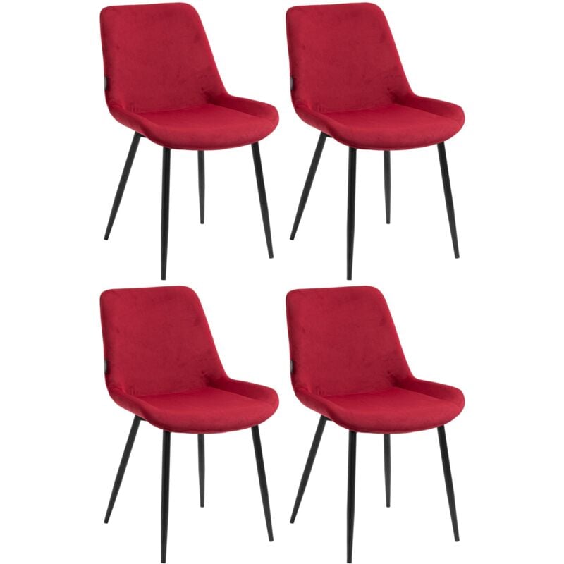Décoshop26 - Set de 4 chaises de salle à manger design moderne en velours rouge et pieds métal noir mat 100001842