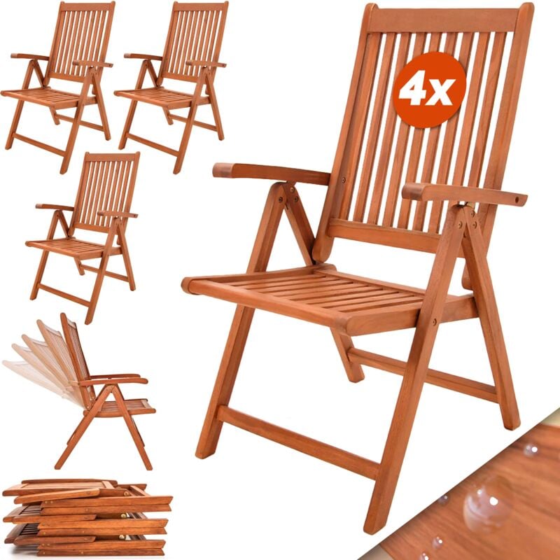 Set de 2 ou 4 chaises pliantes Vanamo en bois d''eucalyptus Chaise de jardin pliable extérieur Set de 4