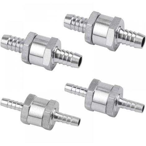 Set de 4 Clapet Anti-retour Gasoil 6/8/10/12mm, Valve à Carburant en Alliage d'aluminium avec Flèche pour pour Essence Diesel Voiture Bateau Moto