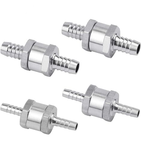 Set de 4 Clapet Anti-retour Gasoil 6/8/10/12mm, Valve à Carburant en Alliage d'aluminium avec Flèche pour pour Essence Diesel Voiture Bateau Moto