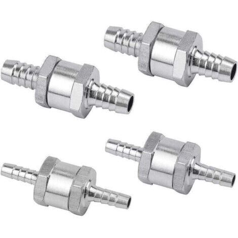 Set de 4 Clapet Anti-retour Gasoil 6/8/10/12mm, Valve à Carburant en Alliage d'aluminium avec Flèche pour pour Essence Diesel Voiture Bateau Moto