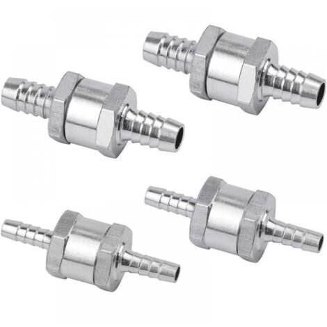 Set de 4 Clapet Anti-retour Gasoil 6/8/10/12mm, Valve à Carburant en Alliage d'aluminium avec Flèche pour pour Essence Diesel Voiture Bateau Moto