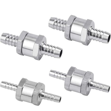 Set de 4 Clapet Anti-retour Gasoil 6/8/10/12mm, Valve à Carburant en Alliage d'aluminium avec Flèche pour pour Essence Diesel Voiture Bateau Moto