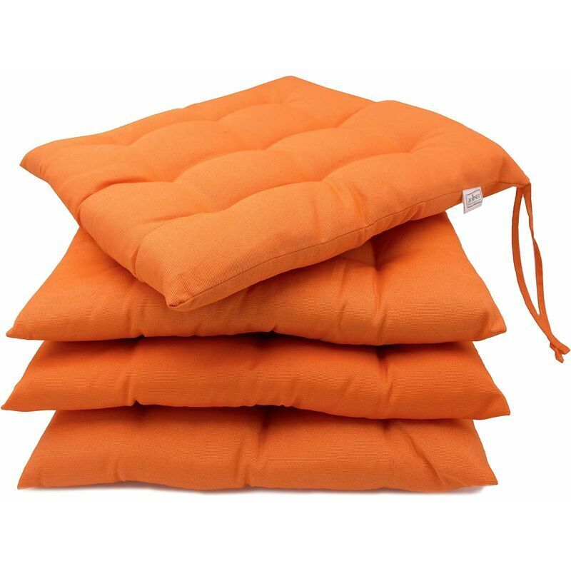 Tigrezy - Set de 4 Coussins de Chaise pour Le Jardin, 40x40 cm, Orange