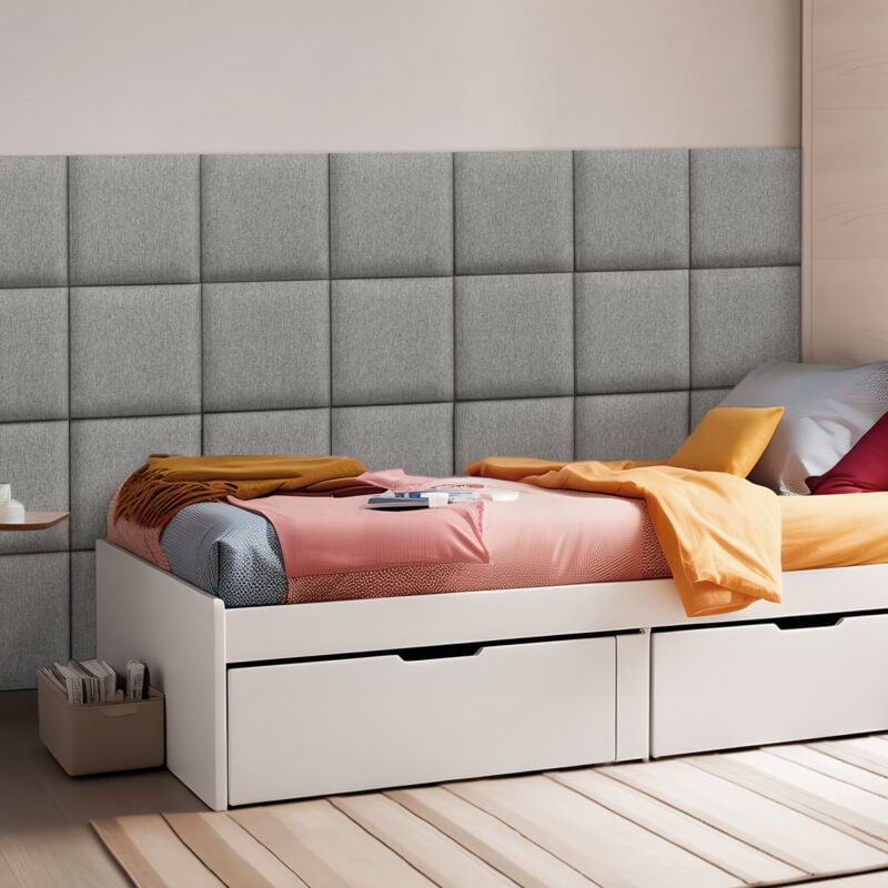 [neu.haus] - Set de 4 coussins muraux Carpino en tissu 30 x 30 cm gris clair