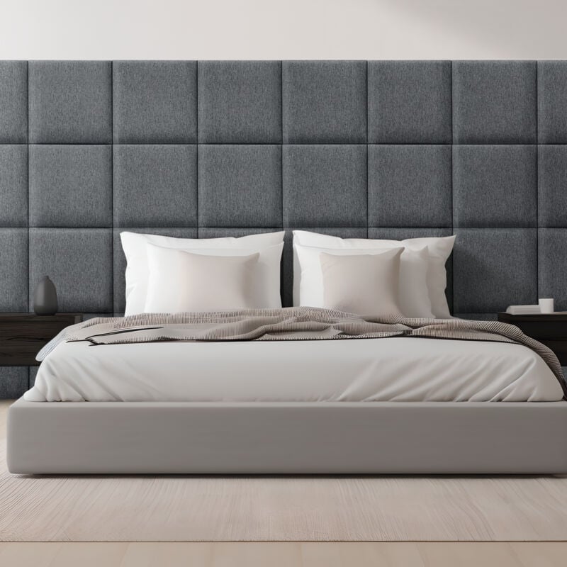 [neu.haus] - Set de 4 coussins muraux Carpino en tissu 30 x 30 cm gris foncé