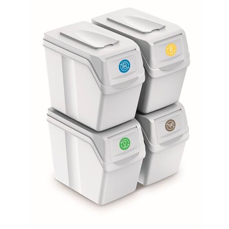 ⇒ Cubo de reciclaje goro 4 compartimentos gris metalizado ▷ Precio. ▷  Comprar con los Mejores Precios. Ofertas online